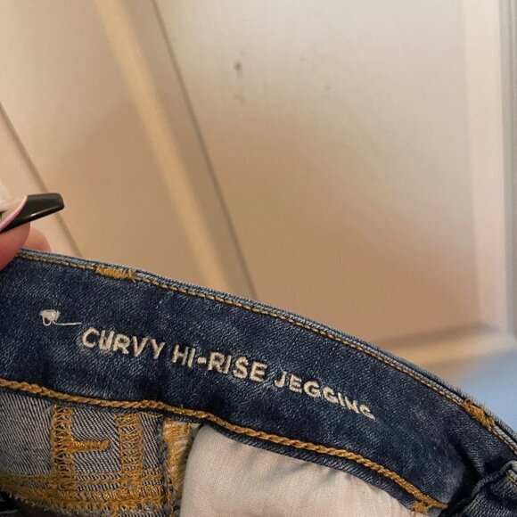 American Eagle Womens Dark Wash Curvy Hi-Rise Jegging Skinny Jeans Size 00 Short - Picture 3 of 16